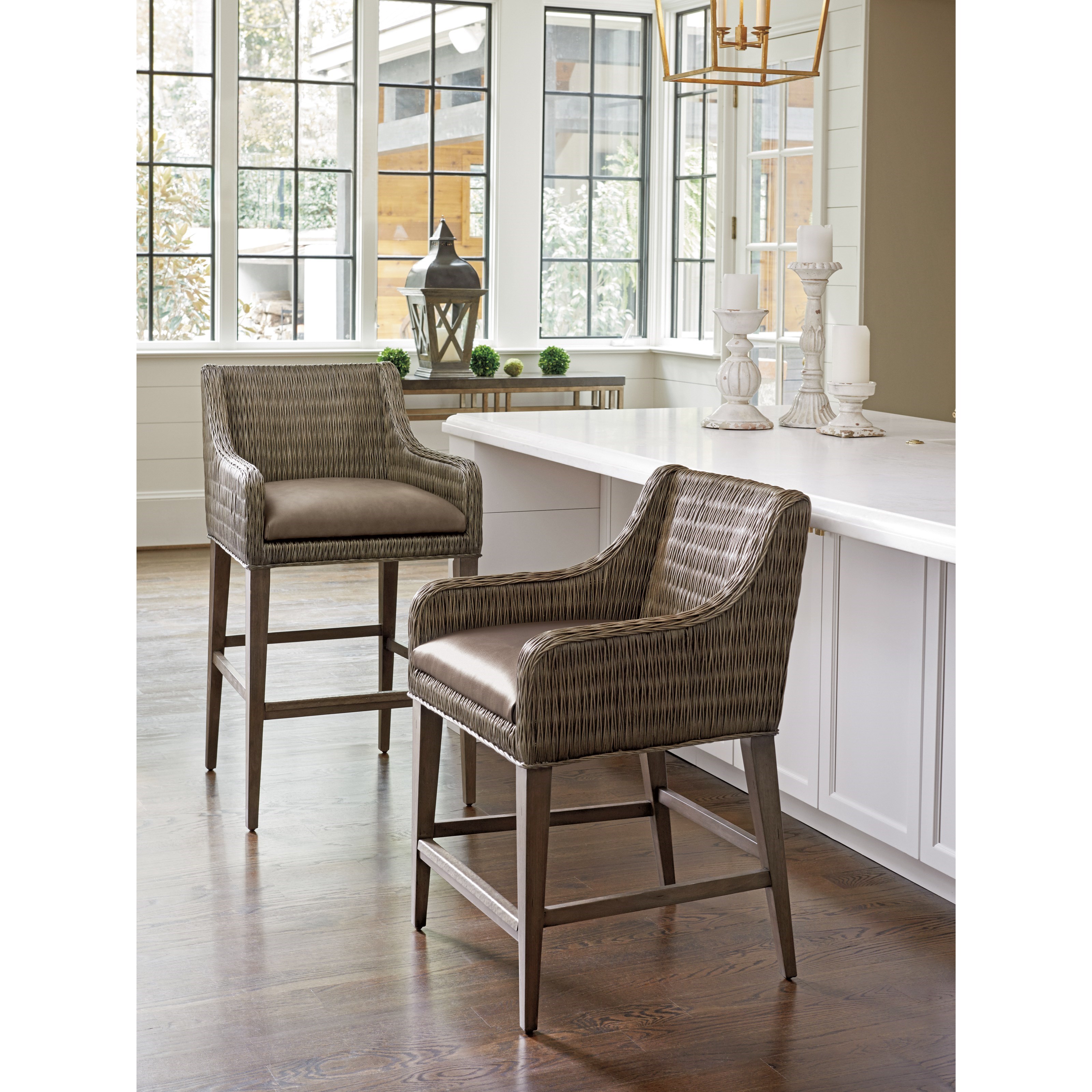 Tommy Bahama Home Cypress Point Turner Woven Rattan Counter Stool with